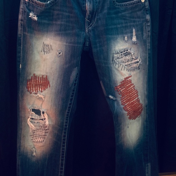 RED-STITCH PATCH TRUE RELIGION JEANS - Picture 2 of 8